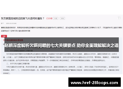 赵鹏深度解析欠薪问题的七大关键要点 助你全面理解解决之道 赵鹏深度解析欠薪问题的七大关键要点 助你全面理解解决之道